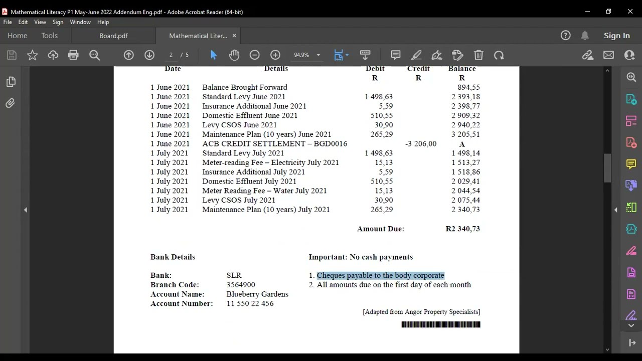 Grade 12 Mathematical Literacy Revision