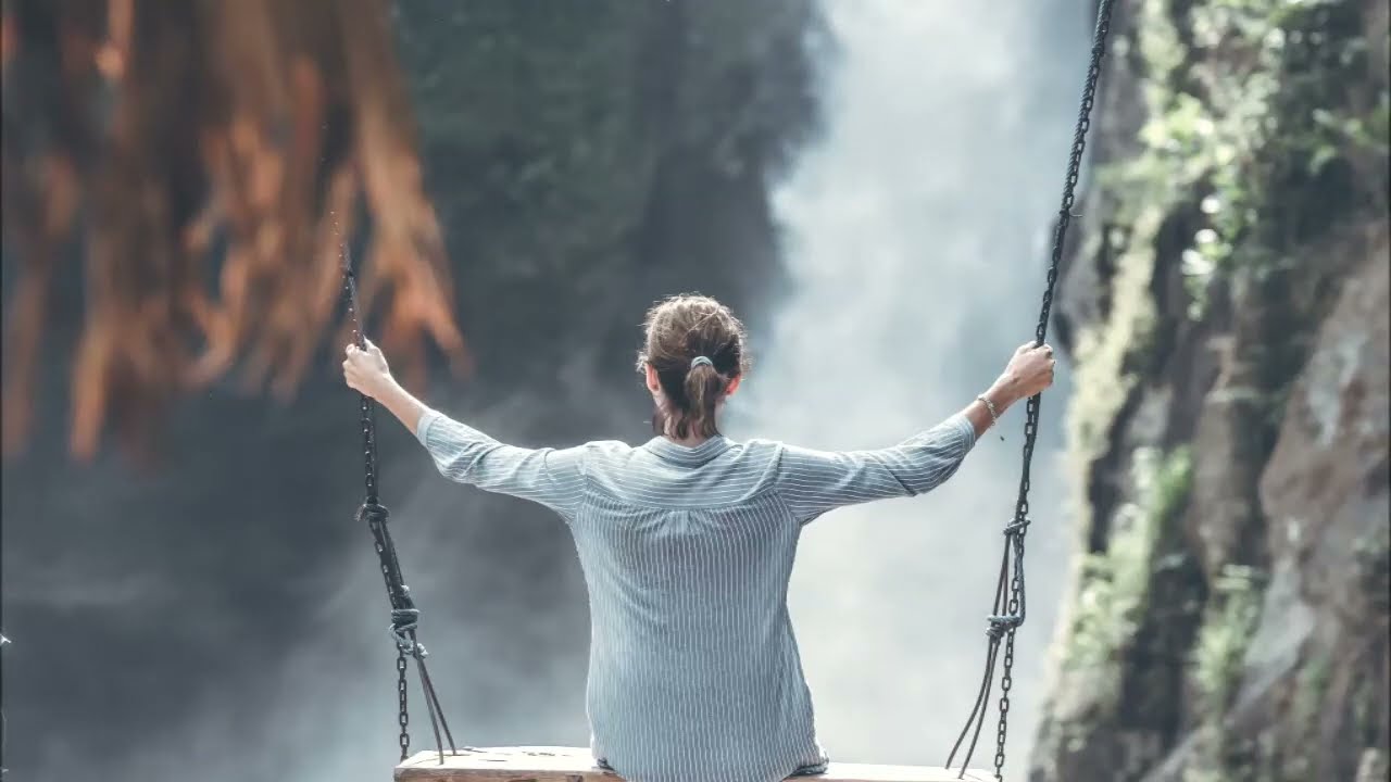 Relaxing nature,sunset,waterfall,video with music