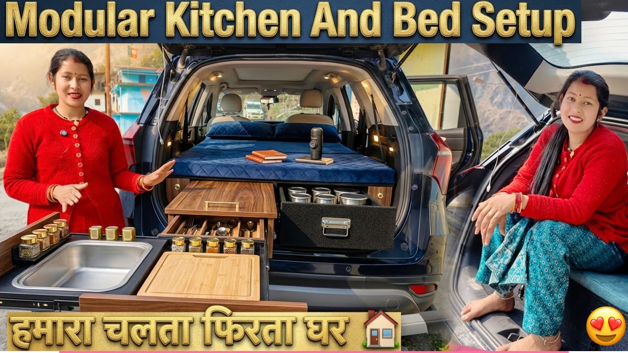 Hamara Chalta Phirta Ghar 🏠 XUV 700 Mein Luxury Modular Kitchen & Bed Setup 😍 Best Car Modification 