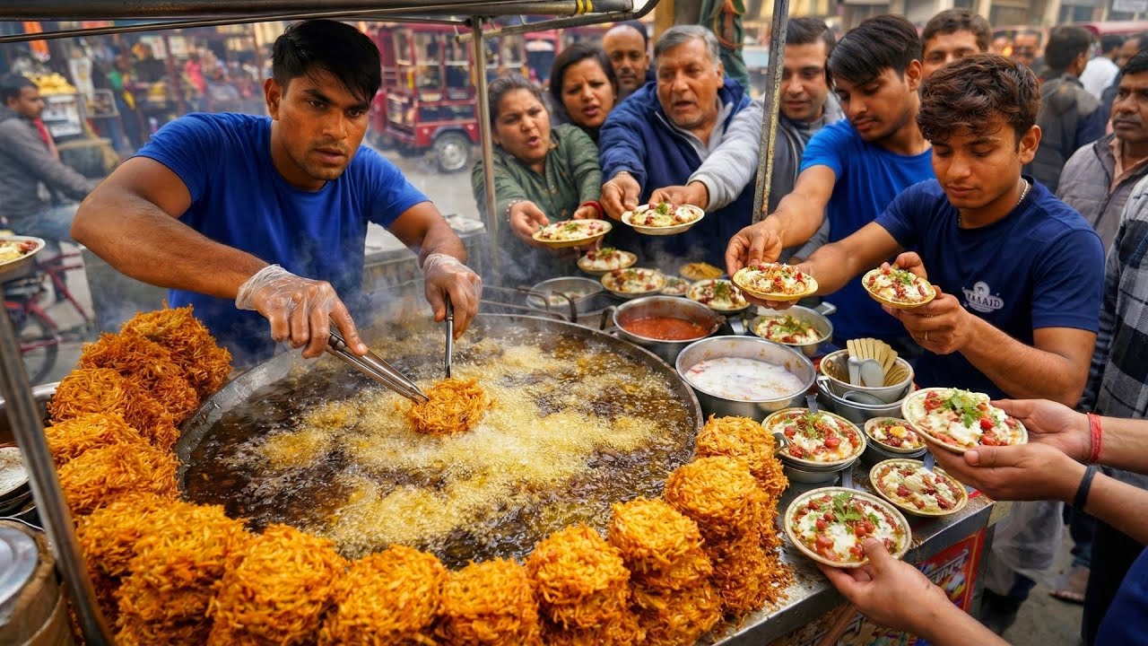 Golden Lachcha Tikki Street Food | Full Cart Setup & Sales in Delhi