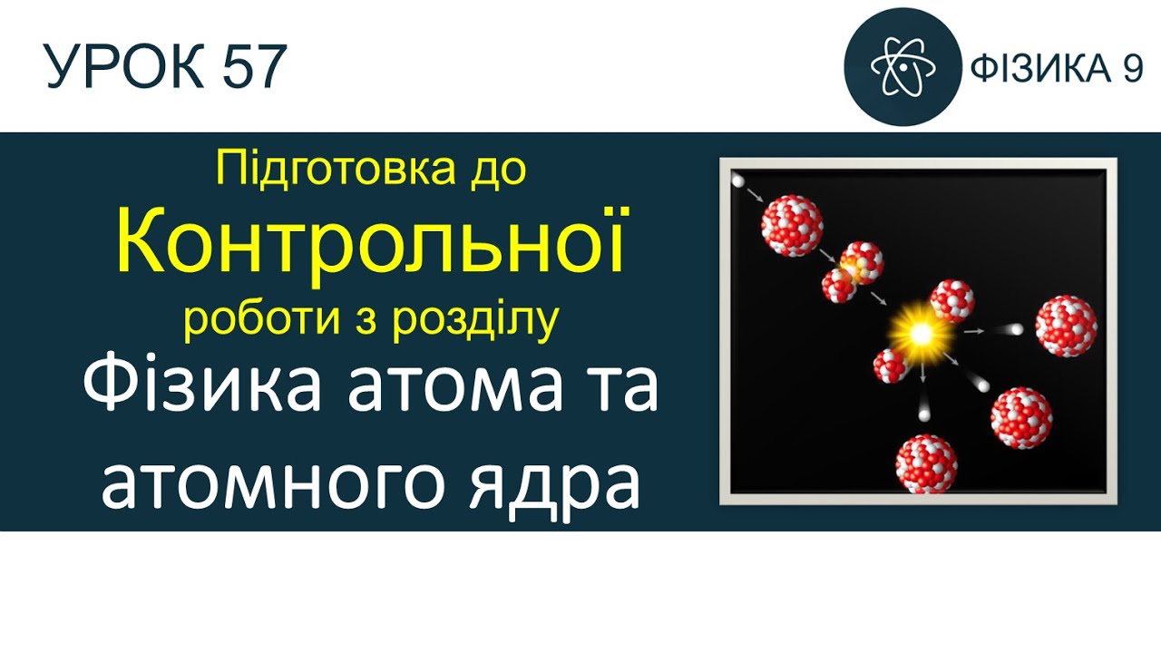 Фізика 9. Контрольна робота (підготовка)  з розділу «Фізика атома та атомного ядра» (9 задач)