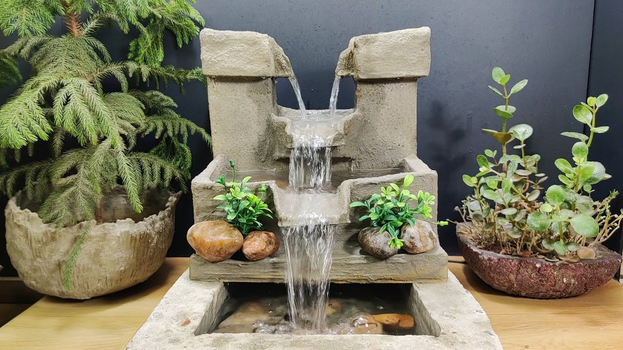 Amazing beautiful wonderful waterfall fountain water fountain making at home