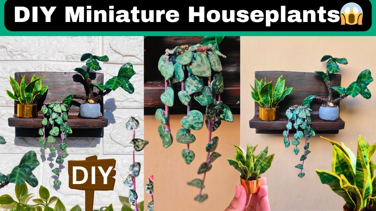 Miniature Houseplant Tutorial Make From Scraps😱| DIY Snake Plant, Fiddle Leaf Fig & String of hearts