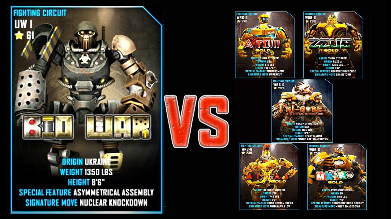 Real Steel WRB FINAL Bio War VS ALL GOLD ROBOTS Series of fights NEW ROBOT (Живая Сталь)