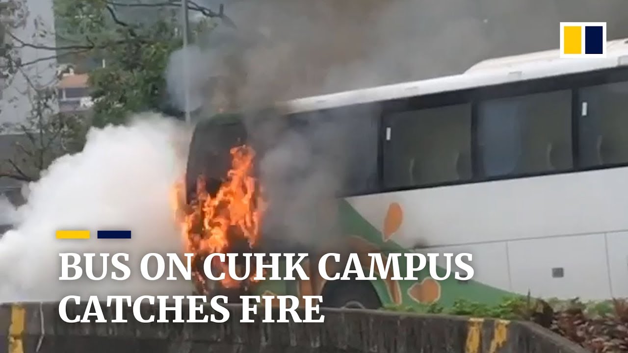 Bus on Chinese University  campus catches fire in Hong Kong