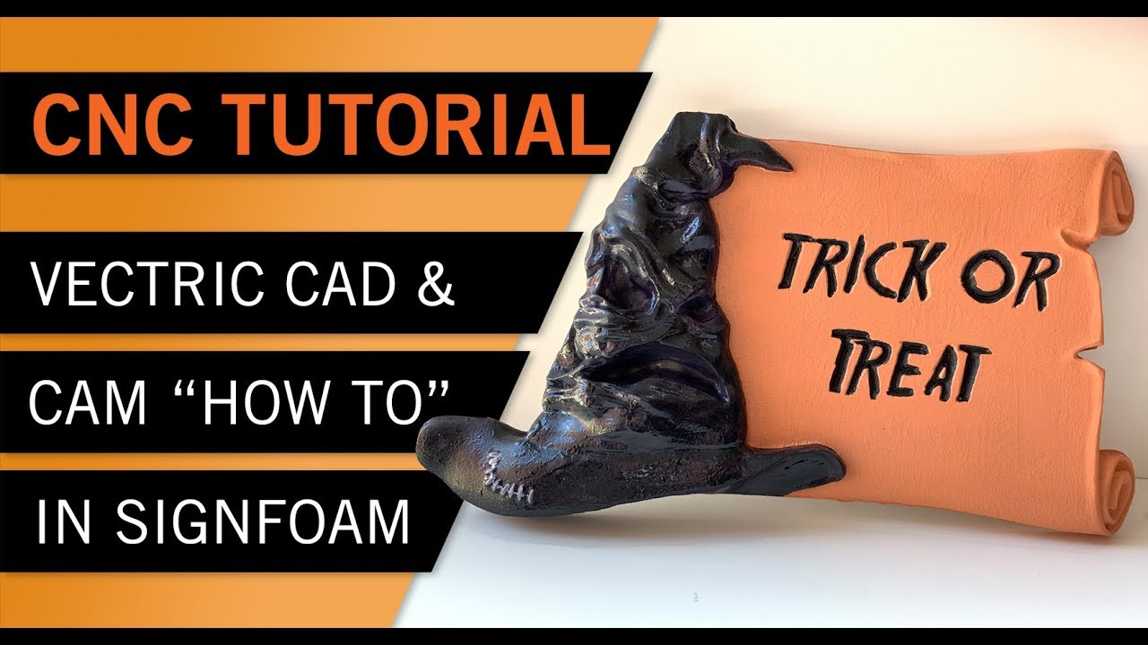 3D Carving Vectric Tutorial in Sign Foam (HDU) - Halloween Sign.