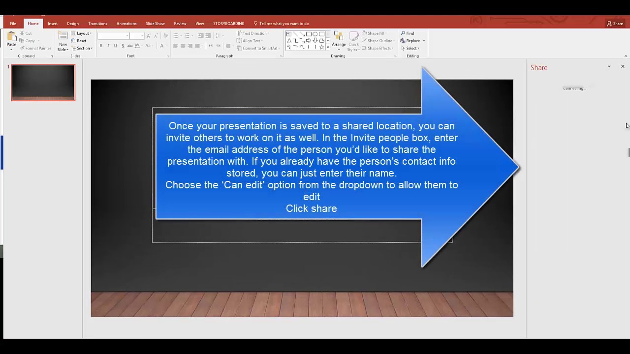 How to co author or share a PowerPoint 2016 Presentation