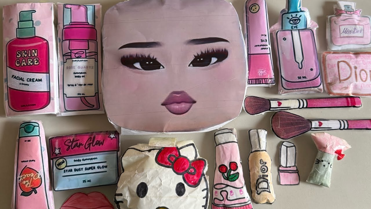 Pink Roblox Face Makeup ASMR – So Relaxing!😶‍🌫️🧴🧴🎀🎀#asmr #roblox #paperasmr #mukbang #relaxingsounds