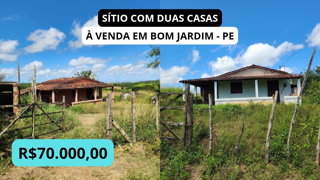 Sítio Com duas Casas à venda em Bom Jardim Pernambuco Por R$70.000,00 