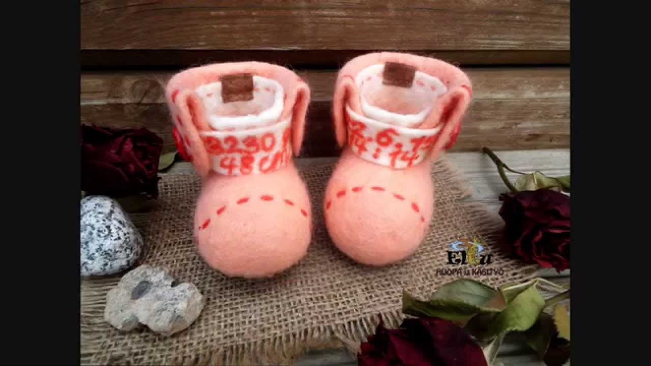 Secrets of wool-felting master by ELLUNHUOPA. How to make a felt bootees.