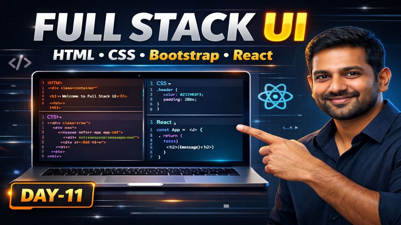 Full Stack UI Development Day 11 | HTML CSS Bootstrap React | Frontend Roadmap 2026