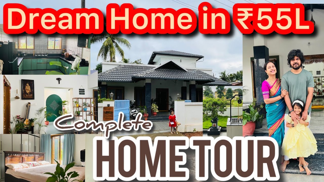 Full Home tour | Rs 55 lakh total budget RCC + Tile roof House - Eesha home plan & design #hometour