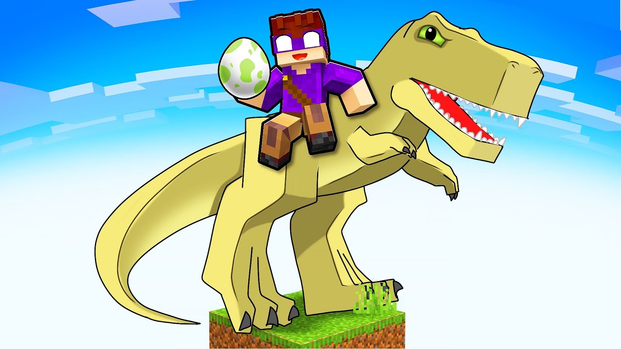 JOGANDO com um DINOSSAURO em APENAS UM BLOCO no Minecraft!!