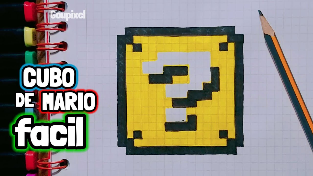 Cómo Dibujar El CUBO facil de ( MARIO BROS ) Paso a Paso PIXEL-ART FACIL | Dibujo fácil