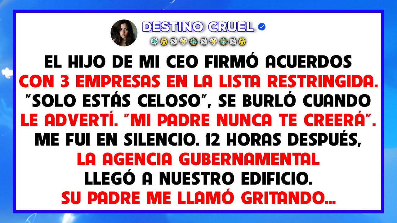 El hijo de mi CEO se asoció con 3 empresas vetadas; lo advertí y se rió de mí