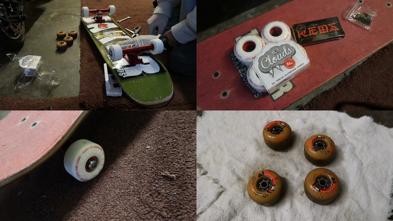 Installing Ricta Clouds 86a 55mm with Bones Bearings Reds on my old skateboard