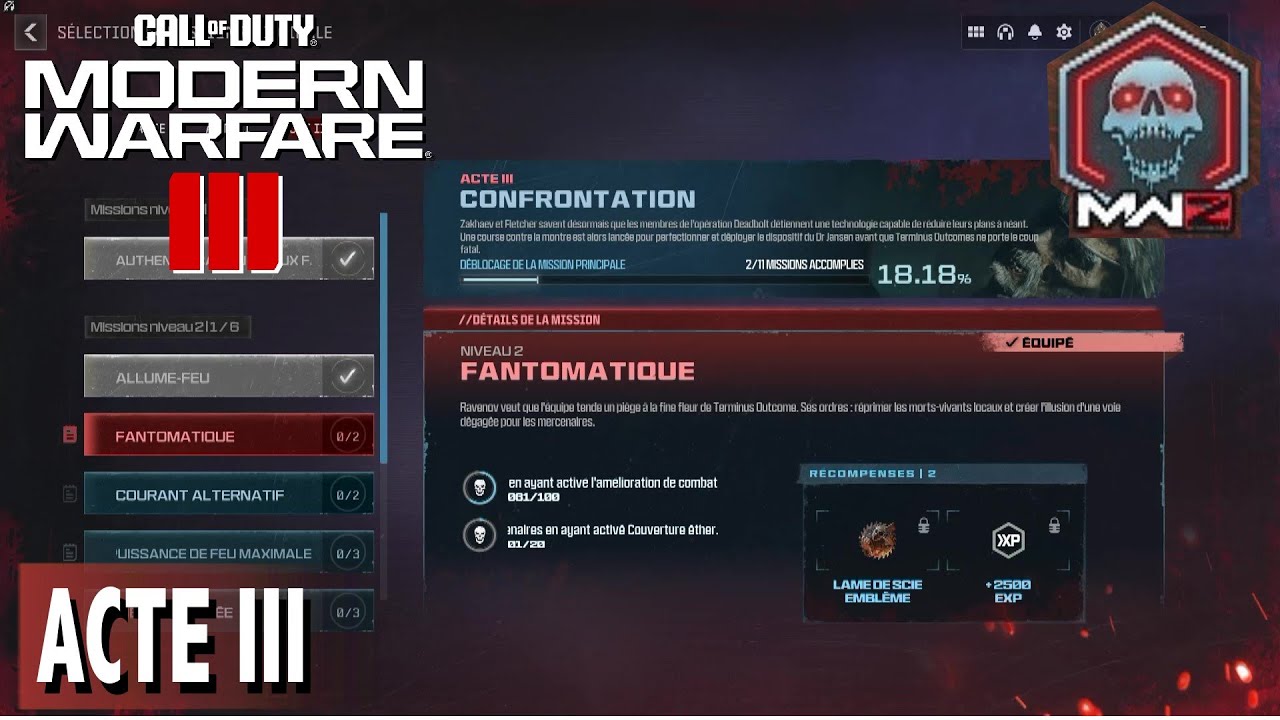 FANTOMATIQUE NIVEAU 2 ACTE 3 CONFRONTATION ZOMBIE CALL OF DUTY MODERN WARFARE 3