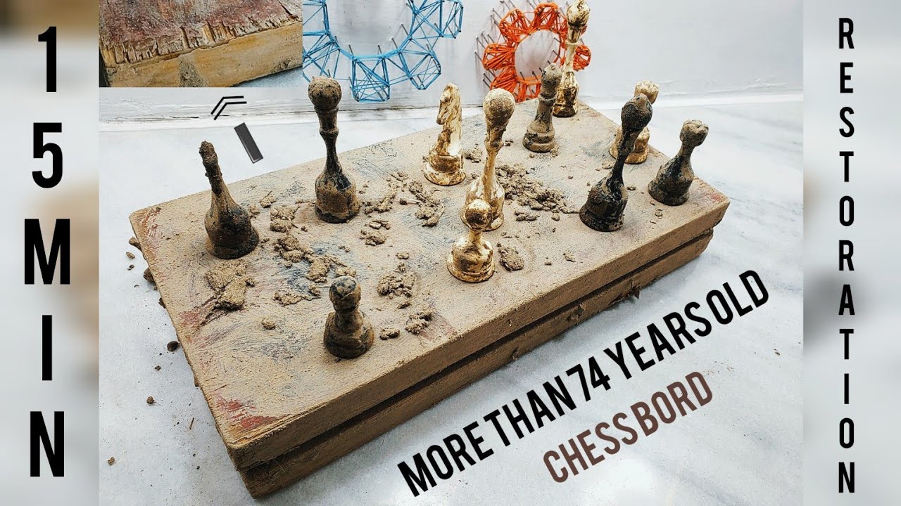 More Than 74 Years Old Chess Bord Restoration | 15 MIN RESTORATION