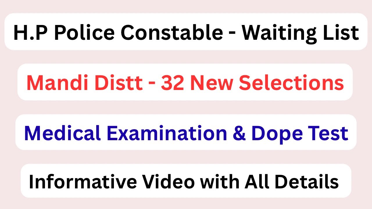 H.P Police Constable Bharti - Waiting Panel Selections || Mandi District || Let&rsquo;s Study ||