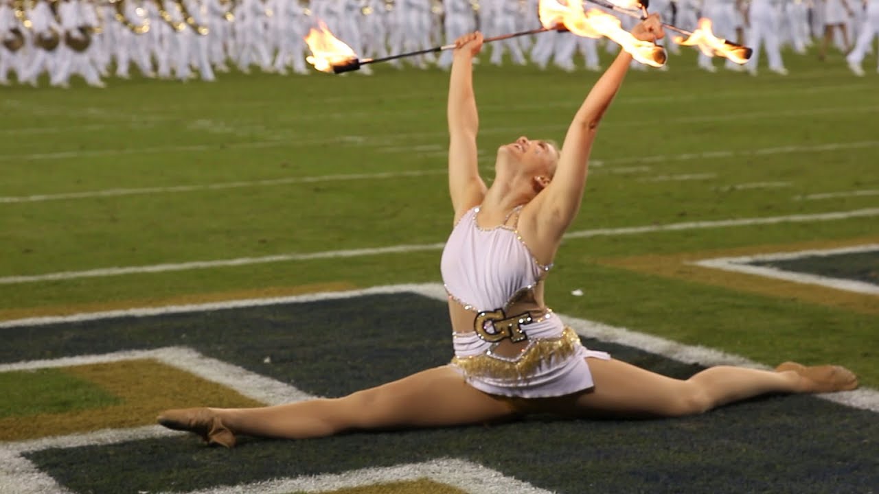Georgia Tech's Golden Girl Juggles Fire Batons