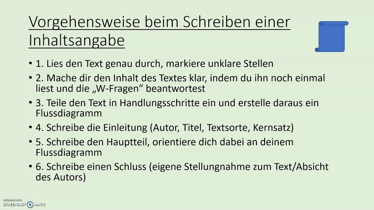 Das Schreiben einer Inhaltsangabe