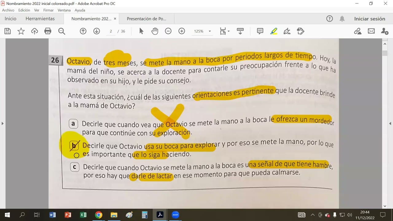 Examen de Nombramiento Inicial 2022 preguntas 26 al 41