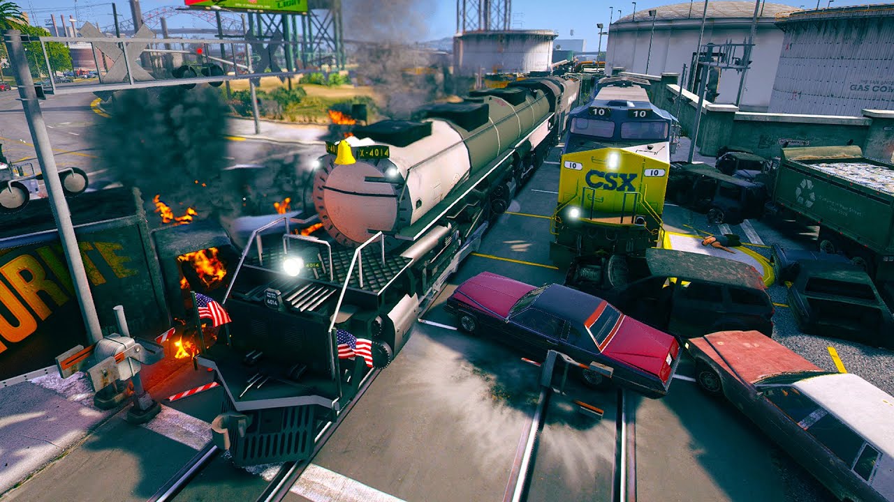 Railfanning at a Railroad Crossing in Grand Theft Auto V!