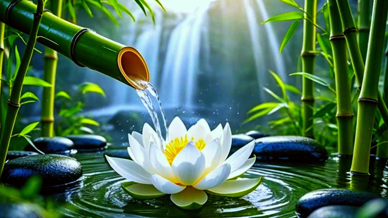 Relaxing Music Relieves Stress, Calm Anxiety and Depression 🌿 Bamboo Water Fountain, Calm the Mind