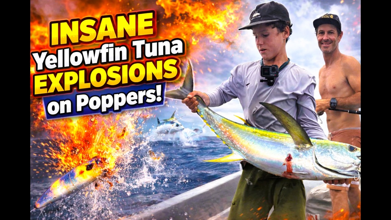 INSANE Yellowfin Tuna EXPLOSIONS on Poppers!