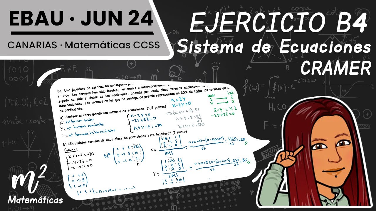 ❗EXAMEN EBAU Canarias❗|| Matemáticas CCSS Junio 2024 || Ejer B4 Sistemas de ecuaciones CRAMER