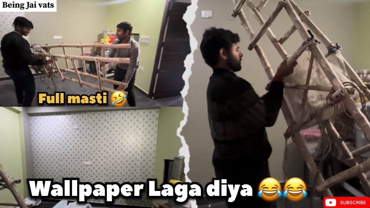 Finally Wallpaper Laga Diya 😂 | वॉलपेपर लगा दिया 😁| Full Masti 🤣… @Beingjaivats 