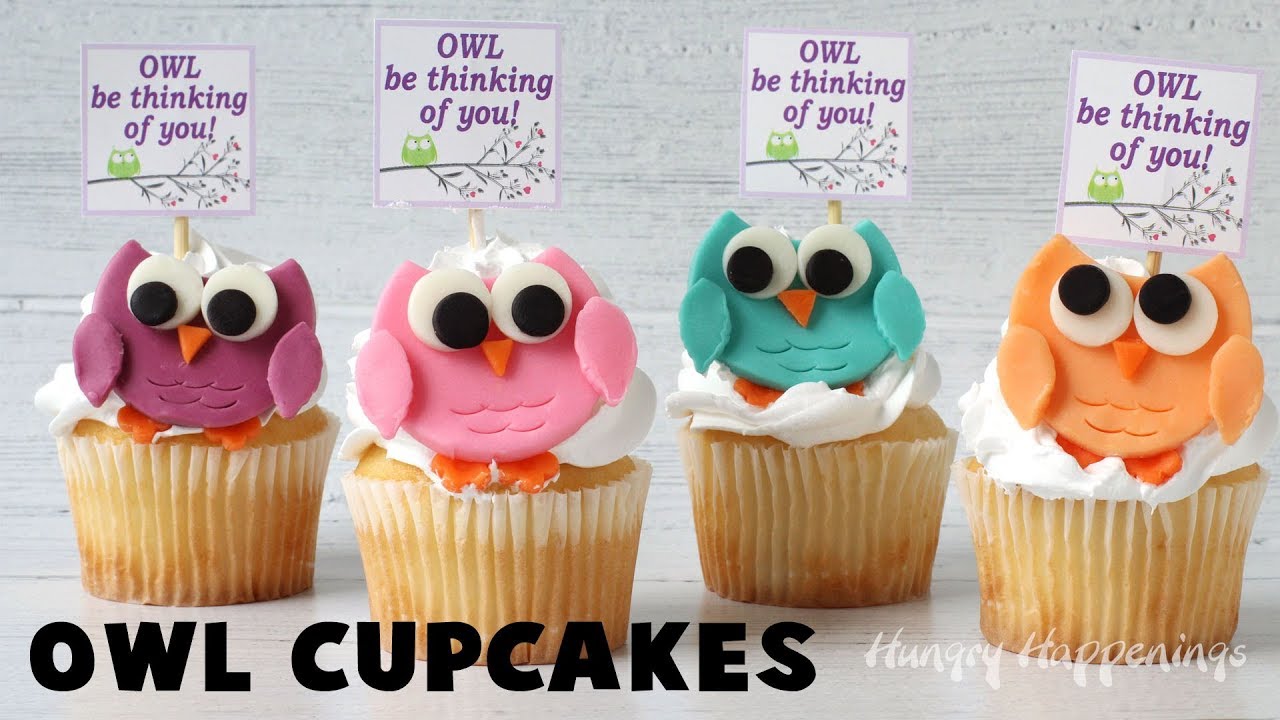 Owl Cupcakes with Modeling Chocolate Toppers