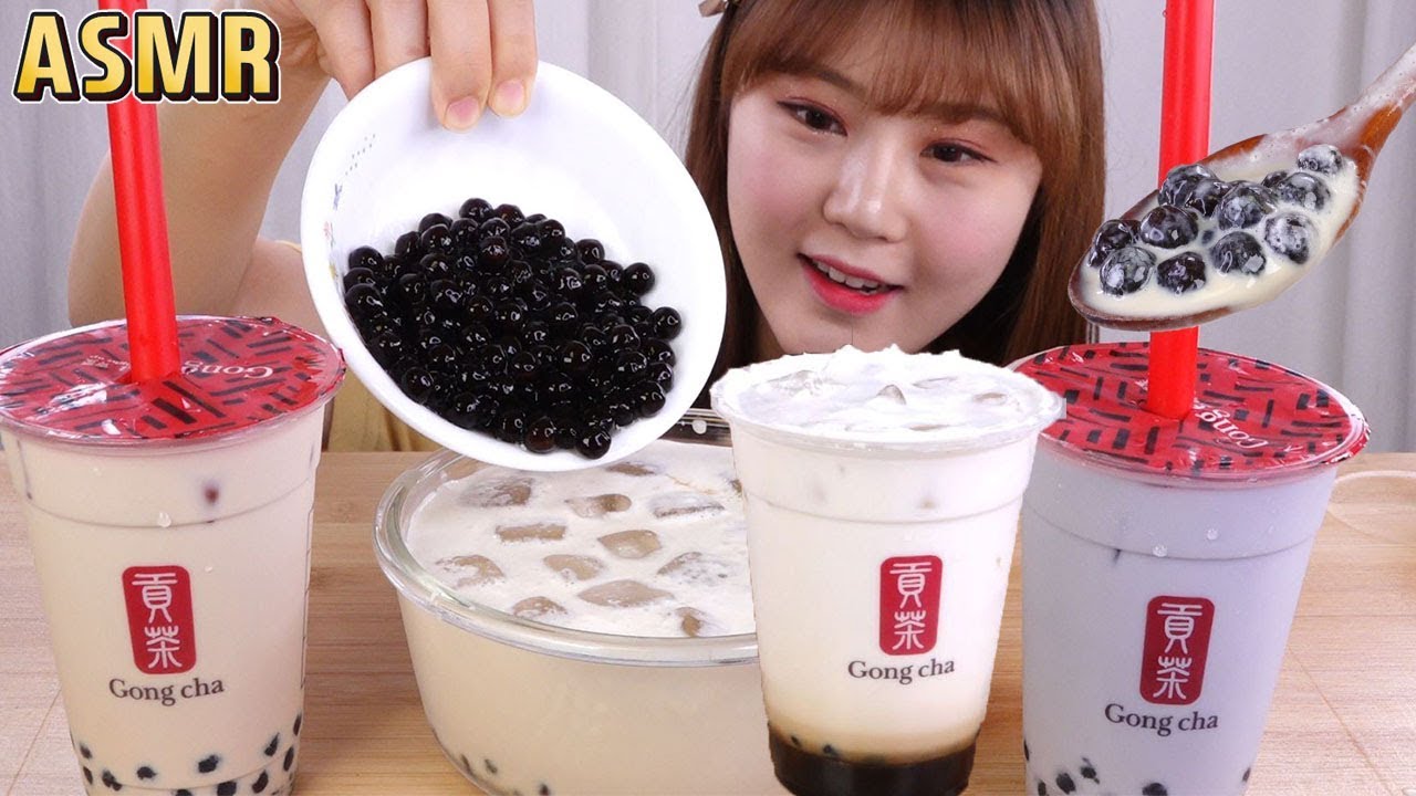 ASMR Mukbang｜공차 버블티!! 브라운 슈가 주얼리 밀크티, 타로, 블랙 밀크티 모음 먹방!