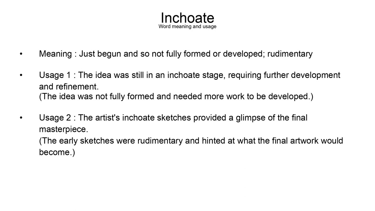 Level Up Your Vocab: Inchoate - Unlock the Meaning! (GRE, IELTS, PTE, GMAT, SAT)