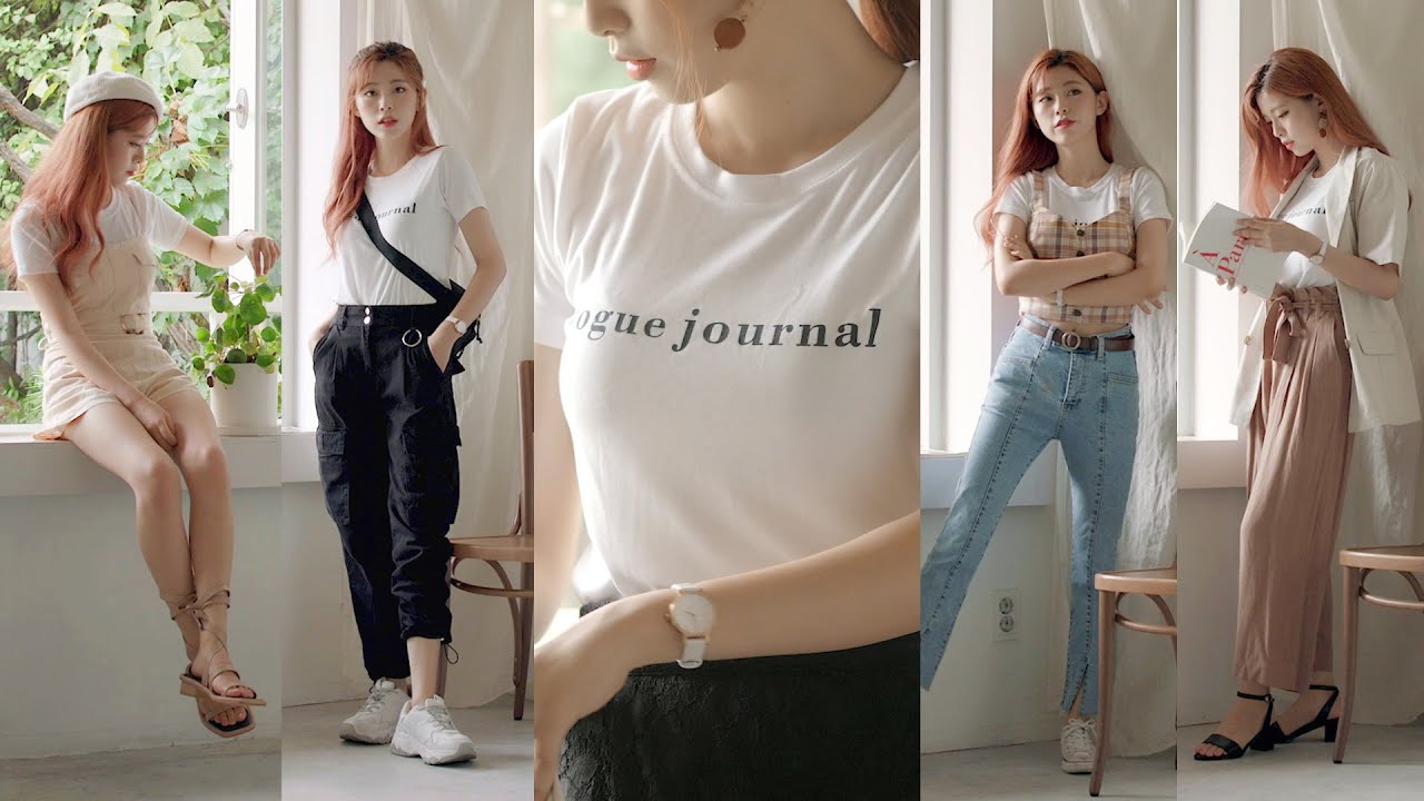 평범한 티셔츠 하나로 여름코디 돌려입기🌿Various Summer Fashion with one T-shirt l Doyeong