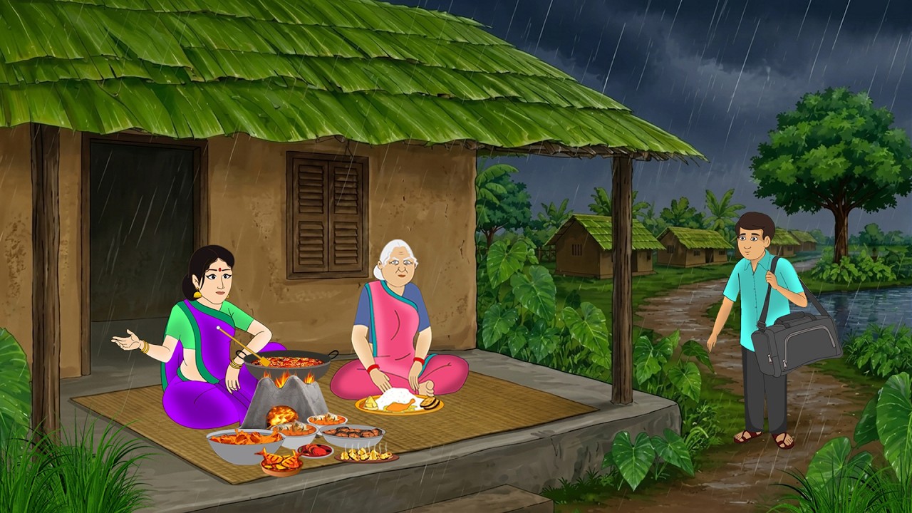 शहरी पोते की गाओं में दावत | Hindi Story | Hindi Kahaniya | cartoon story