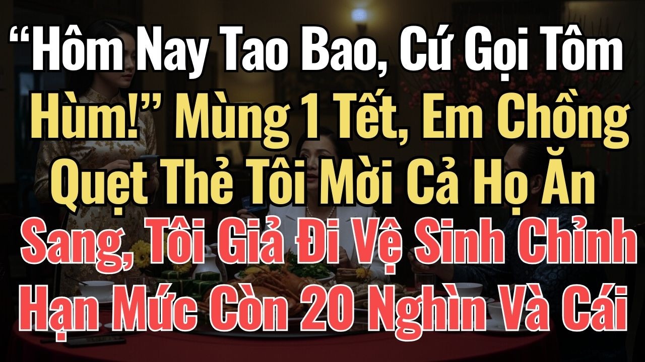 “Hôm Nay Tao Bao, Cứ Gọi Tôm Hùm” Mùng 1 Tết, Em Chồng Quẹt Thẻ Tôi Mời Cả Họ Ăn, Tôi Giả Đi Vệ Sinh