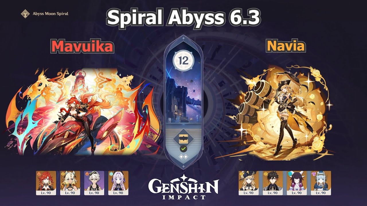 Spiral Abyss 6.3 Floor 12 ( 9⭐) | C0 Mavuika Premium Team & C0 Navia Lunar Crystal-Charged | Genshin