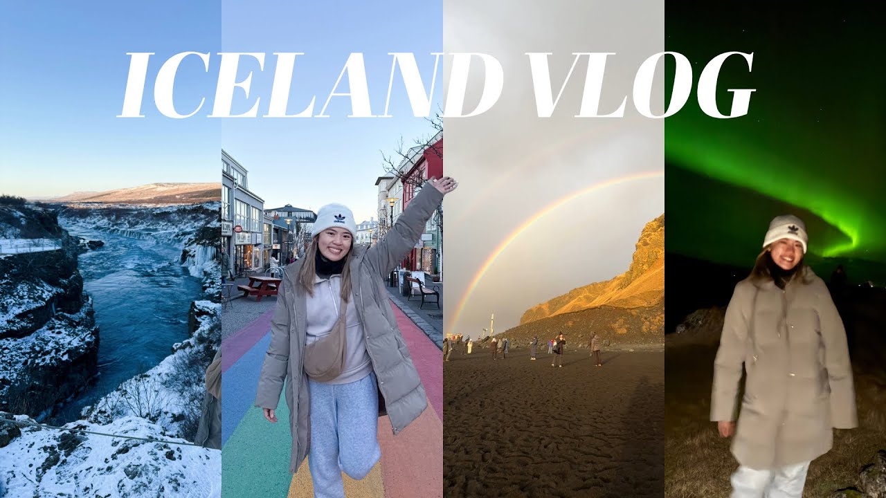ICELAND TRAVEL VLOG 🇮🇸 | northern lights, exploring reykjavik, golden circle, south + west coast!