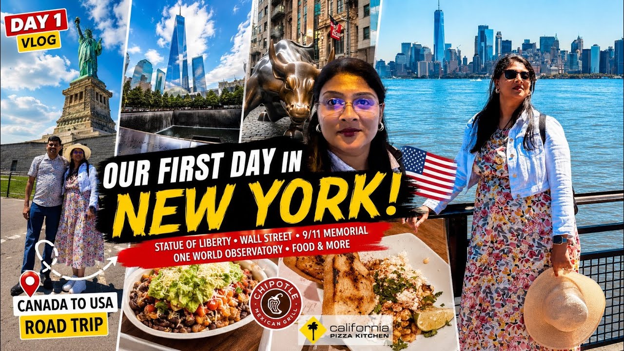 Our First Day in New York 🇺🇸 | Statue of Liberty, Wall Street & NYC Vibes | Tamil Family Vlog