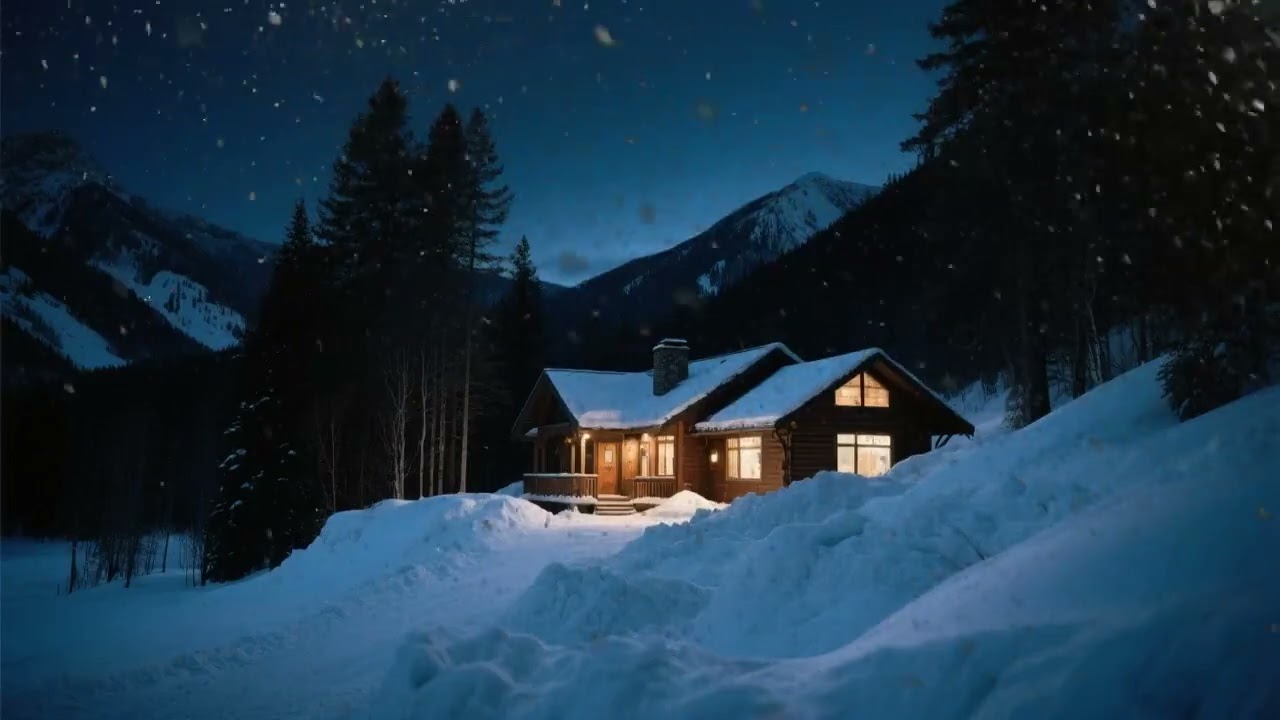 Silent Night Snowstorm  for Sleeping, Relaxing and Studying  & Brown Noise 8 hours