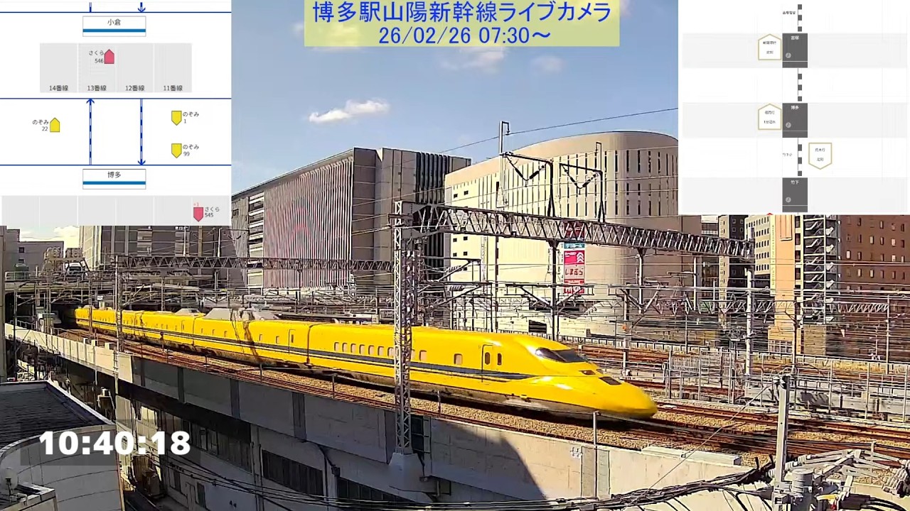 博多駅山陽新幹線ライブカメラ (26/02/26 07:30頃～