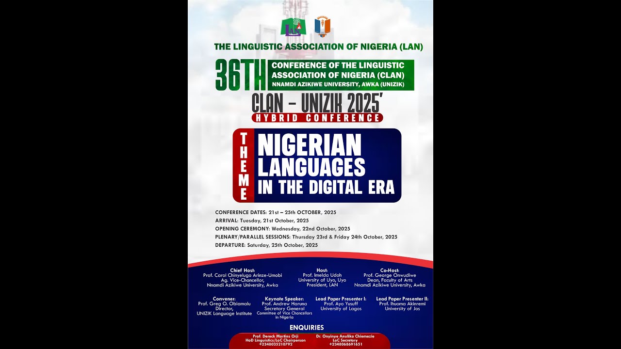 36th Conference of the Linguistic Association of Nigeria (CLAN), UNIZIK - 2025