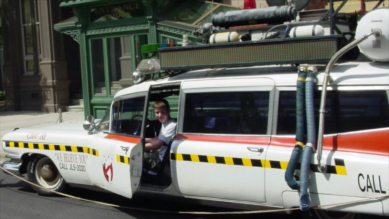Sitting in the ACTUAL Ghostbusters Ecto-1A and Afterlife car