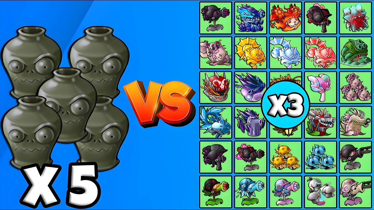5 Zombies Vase Fusion vs All Plants x3 - PVZ Fusion