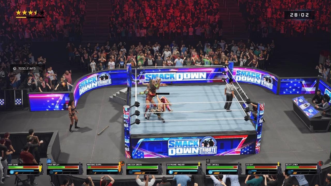 WWE 2K25_8 Woman, elimination match, pin or submission. AI controlled.