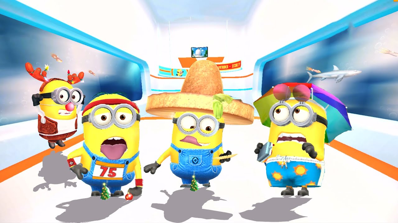 Minion Rush - Tortilla Chip Hat, Jogger, Reindeer and Beachgoer minions at Anti-Villain League Lv.23