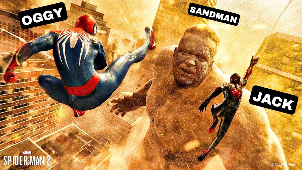 OGGY BECAME SPIDERMAN & MILES MORALES VS SANDMAN FIGHT IN SPIDERMAN 2 GAME