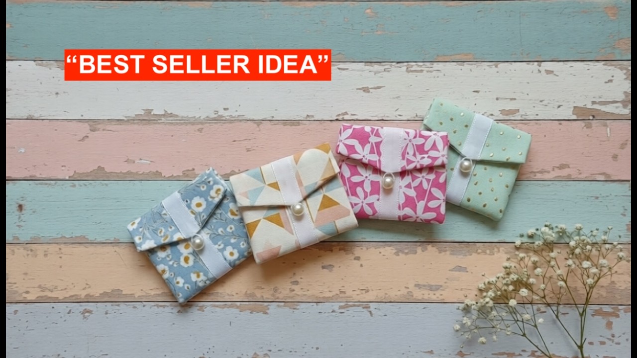 Coin Purse & Card Holder Wallet Tutorial | Easy 7 Minute Scrap Fabric Project