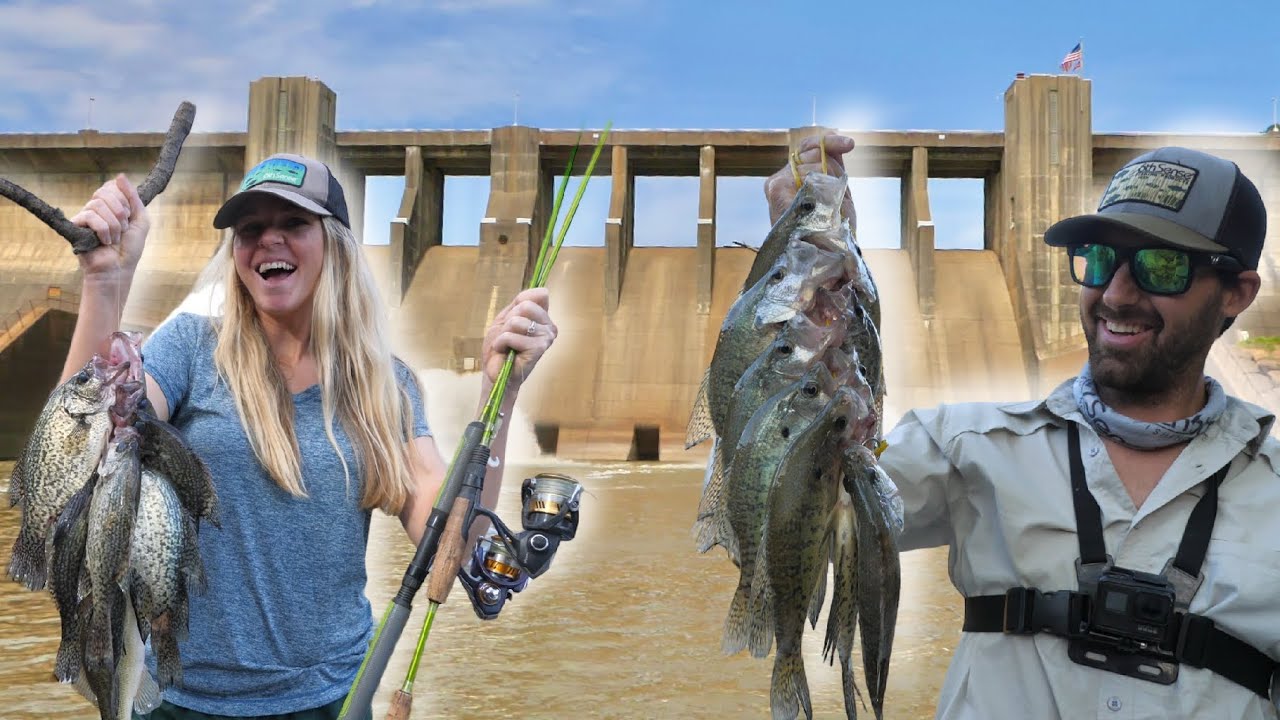 Spillway Fishing For ANYTHING That Bites! SLAB CRAPPIES, DINOSAUR FISH and MORE! (Double Jigs!)
